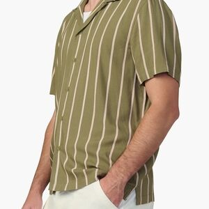 NWT Joe's Jeans Olive Striped Casual Button Down Shirt Summer Vacation Shirt